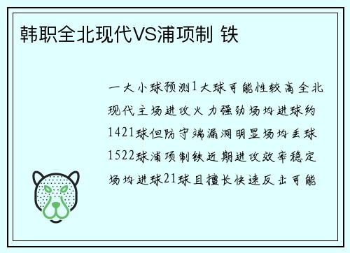 韩职全北现代VS浦项制 铁